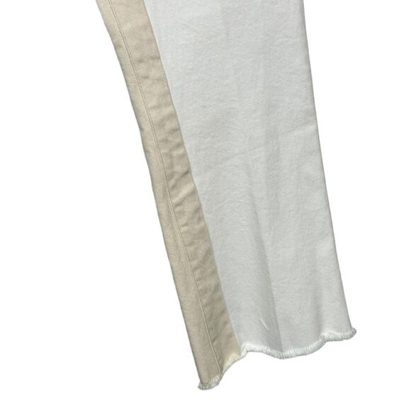 Frame Le Crop Mini Boot Jean 28 Two-Tone White Cream Color Block Casual Summer - Picture 6 of 11